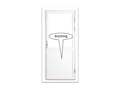 Balkongdør med tekst brystning